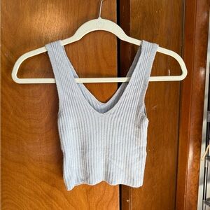 Brandy Melville John Galt Light Blue Knit Ribbed Crop Tank Top